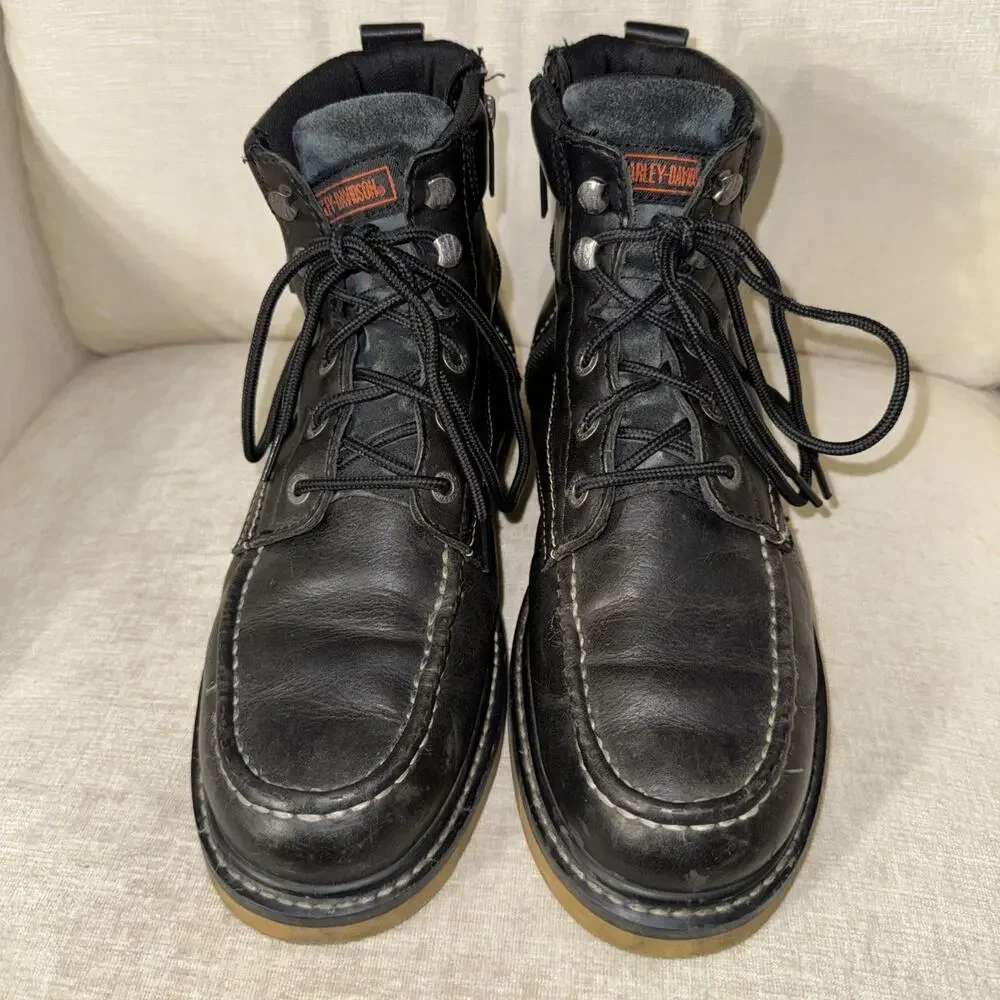 Harley-Davidson Men's Beau Leather Motorcycle Wedge Boots | Black | Size 11.5